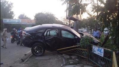 The 18-year-old driver had fled with his two friends leaving the Mercedes car behind after the accident in Mohali. (HT File Photo) The 18-year-old driver had fled with his two friends leaving the Mercedes car behind after the accident in Mohali. (HT File Photo)