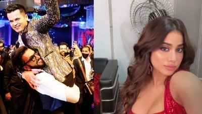 Ranveer Singh and Janhvi Kapoor perform at Shrey Singhal's wedding. Ranveer Singh and Janhvi Kapoor perform at Shrey Singhal's wedding.