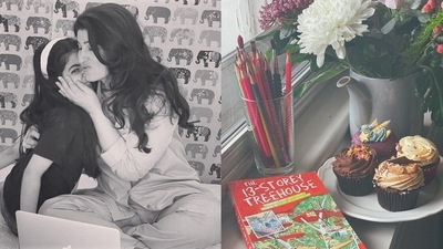 Twinkle Khanna and her daughter Nitara's tea party. Twinkle Khanna and her daughter Nitara's tea party. 