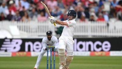 Rory Burns partnered Root in a fine stand of 85 runs but missed his half-century by one run. (Getty) Rory Burns partnered Root in a fine stand of 85 runs but missed his half-century by one run. (Getty)