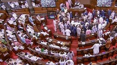 On Thursday, the Opposition had rejected the Rajya Sabha report and blamed the government for the unruly scenes in the House, which, they said, were sparked by “outsiders” acting as marshals. (PTI file photo) On Thursday, the Opposition had rejected the Rajya Sabha report and blamed the government for the unruly scenes in the House, which, they said, were sparked by “outsiders” acting as marshals. (PTI file photo)
