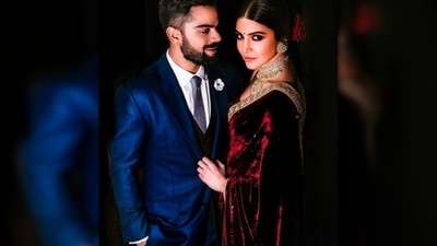 Anushka Sharma became the talk of the town when she wore a signature Gulkand Burgundy Sabyasachi velvet saree for her engagement. She accessorised her look with uncut diamond, pearl choker and matching studs from the Sabyasachi Heritage Jewelry (Instagram/@storiesbyjosephradhik) Anushka Sharma became the talk of the town when she wore a signature Gulkand Burgundy Sabyasachi velvet saree for her engagement. She accessorised her look with uncut diamond, pearl choker and matching studs from the Sabyasachi Heritage Jewelry (Instagram/@storiesbyjosephradhik)