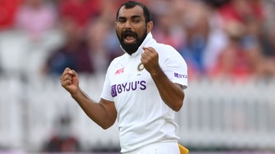 Mohammed Shami provided India an important breakthrough late in the day by dismissing Burns out LBW. (Getty) Mohammed Shami provided India an important breakthrough late in the day by dismissing Burns out LBW. (Getty)