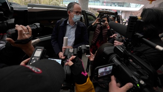 Peter Ben Embarek had said that a lab staffer being infected with the coronavirus while collecting bat samples was “likely.” In picture - Peter Ben Embarek of the WHO addressing media earlier on February 10, 2021.(AP)