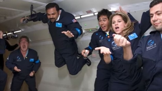 Santosh George Kulangara during zero-gravity training. (Photo: Safari TV)