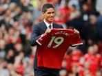 Premier League - Manchester United v Leeds United - Old Trafford, Manchester, Britain - August 14, 2021 Manchester United's Raphael Varane is presented to fans before the match&nbsp;