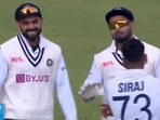 Virat Kohli, Rishabh Pant and Mohammed Siraj discussing whether to take DRS or not. (Twitter) Virat Kohli, Rishabh Pant and Mohammed Siraj discussing whether to take DRS or not. (Twitter)