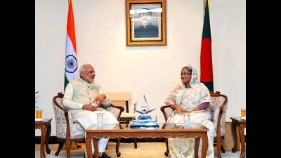 Indian Prime Minister Narendra Modi and his Bangladeshi counterpart Sheikh Hasina in Dhaka. (AFP) Indian Prime Minister Narendra Modi and his Bangladeshi counterpart Sheikh Hasina in Dhaka. (AFP)