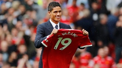 Premier League - Manchester United v Leeds United - Old Trafford, Manchester, Britain - August 14, 2021 Manchester United's Raphael Varane is presented to fans before the match&nbsp; (REUTERS)