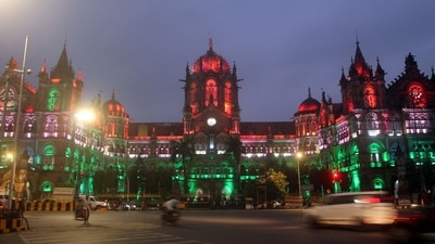 Chhatrapati Shivaji Maharaj Terminus illuminated in tricolour ahead of the 75th Independence Day Celebration in Mumbai on Friday. (ANI) Chhatrapati Shivaji Maharaj Terminus illuminated in tricolour ahead of the 75th Independence Day Celebration in Mumbai on Friday. (ANI)