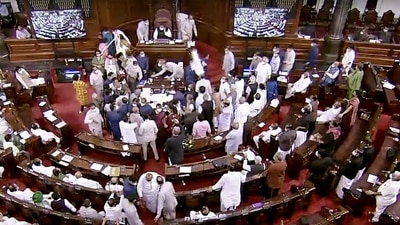 Opposition MPs create uproar in Rajya Sabha during monsoon session of Parliament in New Delhi. (ANI file photo) Opposition MPs create uproar in Rajya Sabha during monsoon session of Parliament in New Delhi. (ANI file photo)