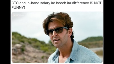 People are sharing hilarious posts using Hrithik Roshan’s ‘not funny’ line from ZNMD. (Twitter/@imkosha) People are sharing hilarious posts using Hrithik Roshan’s ‘not funny’ line from ZNMD. (Twitter/@imkosha)
