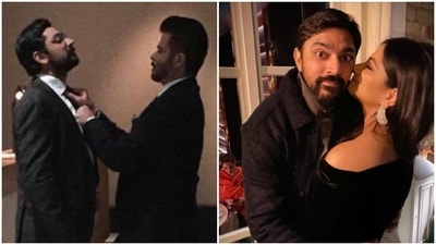 Anil Kapoor, Rhea Kapoor and her boyfriend Karan Boolani.