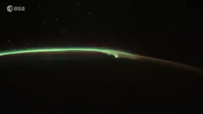 The image is taken from the timelapse video of aurora australis. (ESA)