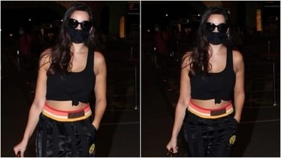 Dancer-turned-actor Nora Fatehi, who stars in Bhuj: The Pride Of India, was snapped at the airport in Mumbai today. For her flight out of the city, the star glammed up airport fashion with her street-style look. We are impressed. (Varinder Chawla) Dancer-turned-actor Nora Fatehi, who stars in Bhuj: The Pride Of India, was snapped at the airport in Mumbai today. For her flight out of the city, the star glammed up airport fashion with her street-style look. We are impressed. (Varinder Chawla)