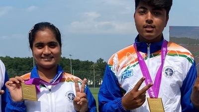 Cadet Compound Mixed duo of Priya Gurjar and Kushal Dalal. (SAI Media) Cadet Compound Mixed duo of Priya Gurjar and Kushal Dalal. (SAI Media)
