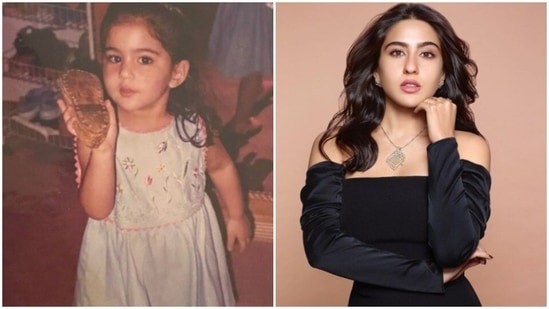 Sara Ali Khan in a throwback picture and now.&nbsp;