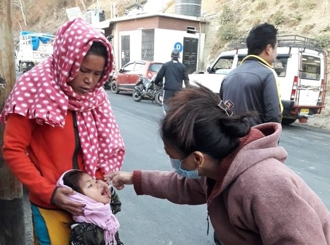 The oral Pulse Polio vaccine being administered on a drive in Lawngtlai, Mizoram. The country was declared polio-free in 2014. (World Health Organization) The oral Pulse Polio vaccine being administered on a drive in Lawngtlai, Mizoram. The country was declared polio-free in 2014. (World Health Organization)