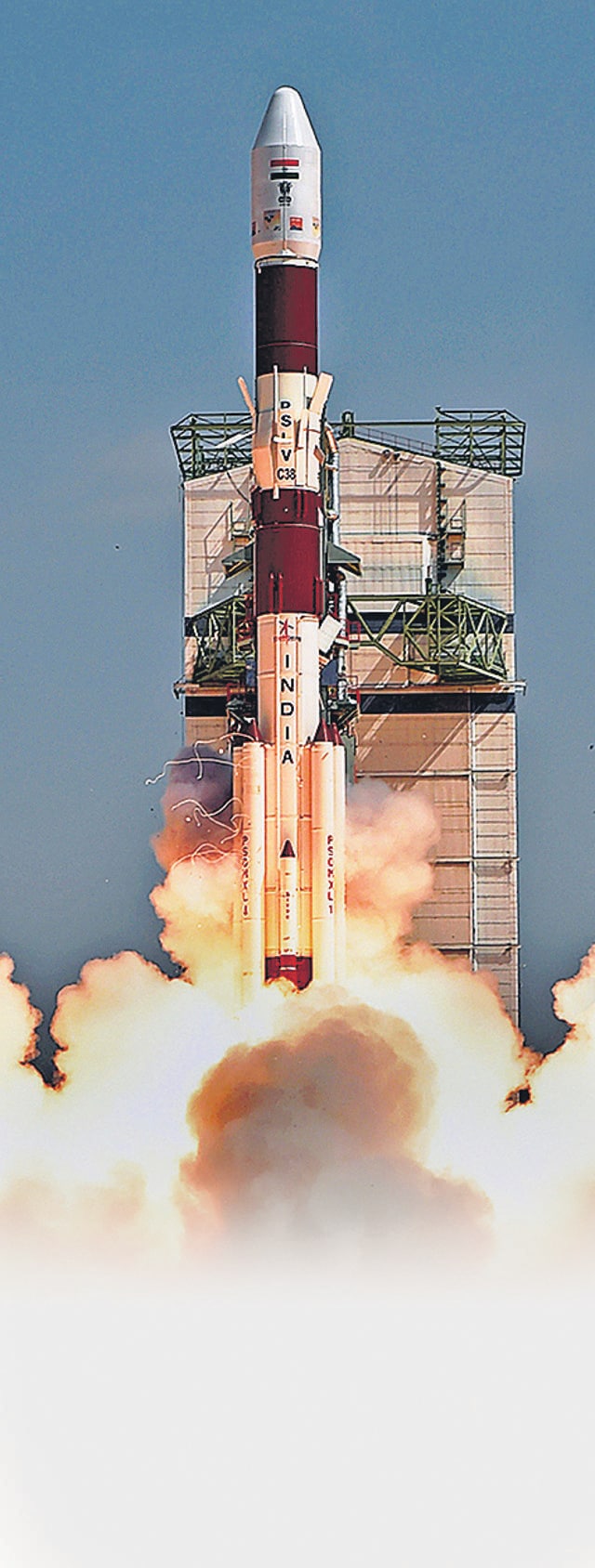 Isro’s PSLV C38, carrying earth observation satellite Cartosat-2 Series and 30 co-passenger satellites of various countries, which lifted off in 2017. (PTI) Isro’s PSLV C38, carrying earth observation satellite Cartosat-2 Series and 30 co-passenger satellites of various countries, which lifted off in 2017. (PTI)