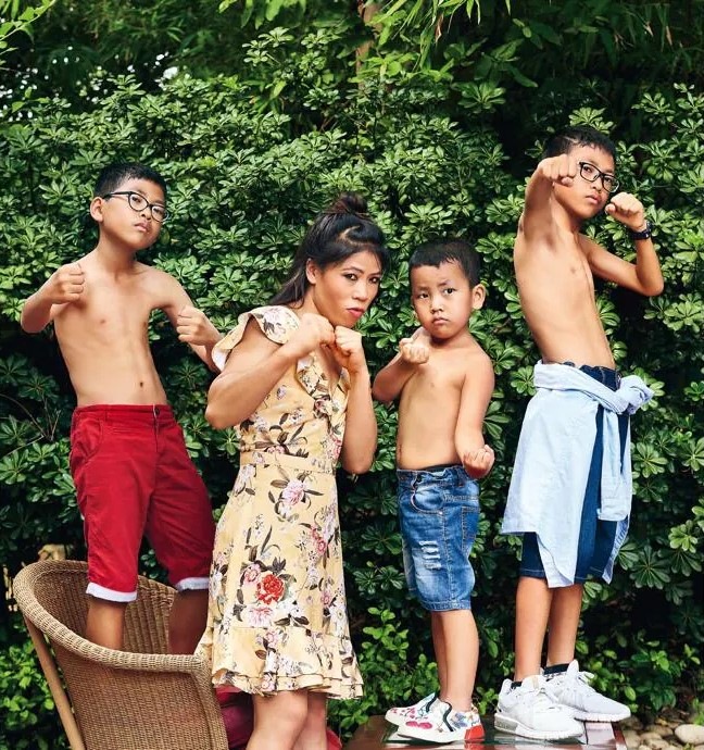 Boxer Mary Kom with her children. She has won India eight medals at World Championships, and an Olympic bronze too, at the 2012 London Games. (HT Brunch) Boxer Mary Kom with her children. She has won India eight medals at World Championships, and an Olympic bronze too, at the 2012 London Games. (HT Brunch)
