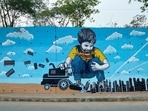 Two artists from Hyderabad has been using street art to express their thoughts on several issues for the last 12 years.(Twitter/@swathiandvijay) Two artists from Hyderabad has been using street art to express their thoughts on several issues for the last 12 years.(Twitter/@swathiandvijay)