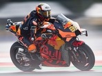 Brad Binder of South Africa and Red Bull Factory Racing heads down a straight during the MotoGP of Austria.&nbsp;