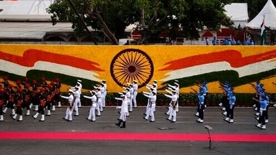 Soldiers from the armed forces march during Independence Day celebrations at the historic 17th century Red Fort in New Delhi, India, on Sunay, Aug. 15, 2021. India commemorates its 1947 independence from British colonial rule on Aug. 15. (AP) Soldiers from the armed forces march during Independence Day celebrations at the historic 17th century Red Fort in New Delhi, India, on Sunay, Aug. 15, 2021. India commemorates its 1947 independence from British colonial rule on Aug. 15. (AP)