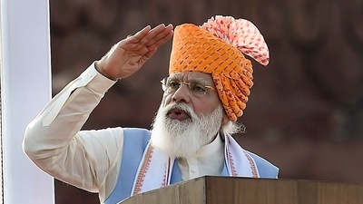 PM Modi talked about the right time for India to get up and start working. (PTI Photo) PM Modi talked about the right time for India to get up and start working. (PTI Photo)