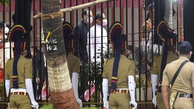 Maharashtra CM Uddhav Thackeray arrives for flag hoisting at Mantralaya on 75th Independence Day in Mumbai. (Anshuman Poyrekar/HT Photo)