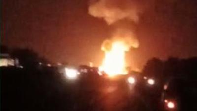Jaipur police said there were six people aboard the truck and two of them were blown to pieces in the explosions. (Grab from a video)