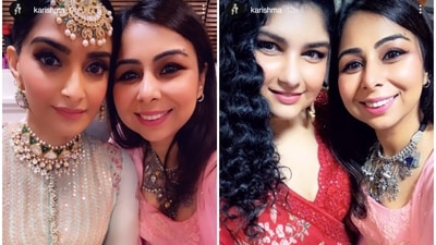 Sonam Kapoor and Anshula Kapoor at Rhea Kapoor and Karan Boolani’s wedding.