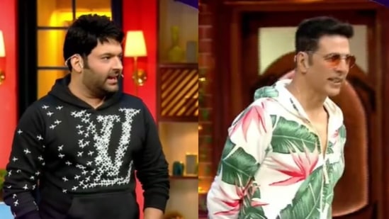 Kapil Sharma and Akshay Kumar in the promo of The Kapil Sharma Show.&nbsp;