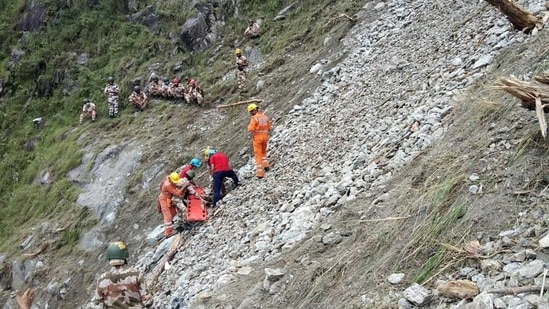 As many as 23 people have died due to landslides in Himachal Pradesh so far, with six more bodies being recovered from the debris on Saturday. (ANI Photo)