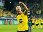 Borussia Dortmund's Erling Haaland celebrates.