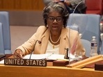 Linda Thomas-Greenfield, US ambassador to the United Nations speaks during the UN security council meeting on Afghanistan on August 16, 2021 at the United Nations in New York.