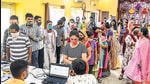 Beneficiaries wait to receive a dose of the Covid-19 vaccine at a special camp in Bikaner on August 12. (PTI) Beneficiaries wait to receive a dose of the Covid-19 vaccine at a special camp in Bikaner on August 12. (PTI)