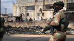 Members of the military patrol through the streets of Alexandra township as the country deploys the army to quell unrest linked to the jailing of former President Jacob Zuma, in Johannesburg, South Africa, July 15, 2021. (REUTERS) Members of the military patrol through the streets of Alexandra township as the country deploys the army to quell unrest linked to the jailing of former President Jacob Zuma, in Johannesburg, South Africa, July 15, 2021. (REUTERS)