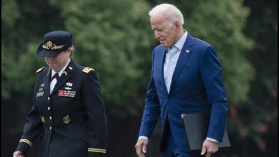 President Joe Biden arrives at Fort Lesley J McNair in Washington in Washington, on Monday. (AP) President Joe Biden arrives at Fort Lesley J McNair in Washington in Washington, on Monday. (AP)