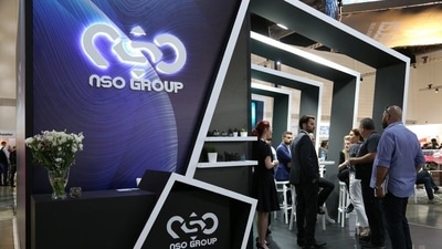 Israeli cyber firm NSO Group's exhibition stand is seen at "ISDEF 2019", an international defence and homeland security expo, in Tel Aviv (REUTERS) Israeli cyber firm NSO Group's exhibition stand is seen at "ISDEF 2019", an international defence and homeland security expo, in Tel Aviv (REUTERS)