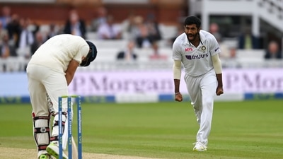 India's Jasprit Bumrah celebrates the dismissal of England's Joe Root during the 5th day of the Second Test India's Jasprit Bumrah celebrates the dismissal of England's Joe Root during the 5th day of the Second Test