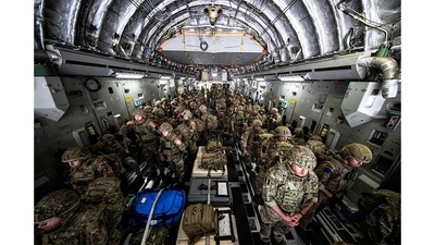 British Forces from 16 Air Assault Brigade arrive in Kabul, Afghanistan, to provide support to British nationals leaving the country, as part of Operation PITTING after Taliban insurgents took control of the presidential palace in Kabul, on August 15.&nbsp; (UK Ministry of Defence via REUTERS   )
