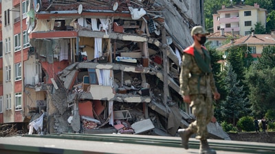 Floods caused by heavy rain hit the Black Sea region in the north of the country on Wednesday, reportedly leaving more than 60 people dead so far. (AP)