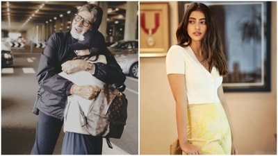 Navya Naveli Nanda with grandfather Amitabh Bachchan. Navya Naveli Nanda with grandfather Amitabh Bachchan.