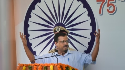 Delhi chief minister Arvind Kejriwal addresses a gathering during the 75th Independence Day celebration at Delhi Secretariat in New Delhi (PTI Photo) Delhi chief minister Arvind Kejriwal addresses a gathering during the 75th Independence Day celebration at Delhi Secretariat in New Delhi (PTI Photo)