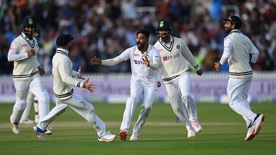 Mohammed Siraj celebrates with Virat Kohli after bowling Jimmy Anderson of England to give India victory. (Getty Images ) Mohammed Siraj celebrates with Virat Kohli after bowling Jimmy Anderson of England to give India victory. (Getty Images )