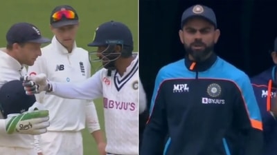 Virat Kohli did not look impressed as England players had a verbal go at Jasprit Bumrah. (Screengrab) Virat Kohli did not look impressed as England players had a verbal go at Jasprit Bumrah. (Screengrab)