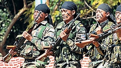 Jharkhand police commandos take part in the mock drill of counter insurgency with Maoist during the inaugural function of ’17th Jharkhand state police duty meet’ at JAP -1 ground in Ranchi on February 10, 2020. (Diwakar Prasad/ Hindustan Times) Jharkhand police commandos take part in the mock drill of counter insurgency with Maoist during the inaugural function of ’17th Jharkhand state police duty meet’ at JAP -1 ground in Ranchi on February 10, 2020. (Diwakar Prasad/ Hindustan Times)