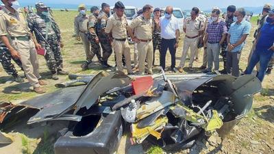 The wreckage of Indian Army’s Rudra chopper was located on August 11, nine days after it crashed in the Ranjit Sagar Dam Lake in Jammu’s Kathua district, body of one of the pilots was finally located on August 15. (Photo Courtesy- PTI) The wreckage of Indian Army’s Rudra chopper was located on August 11, nine days after it crashed in the Ranjit Sagar Dam Lake in Jammu’s Kathua district, body of one of the pilots was finally located on August 15. (Photo Courtesy- PTI)