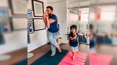 Kareena Kapoor Khan shared this adorable still of her husband Saif Ali Khan and older son Taimur Ali Khan on the occasion of International Yoga Day. (Instagram/@kareenakapoorkhan) Kareena Kapoor Khan shared this adorable still of her husband Saif Ali Khan and older son Taimur Ali Khan on the occasion of International Yoga Day. (Instagram/@kareenakapoorkhan)