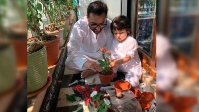 Kareena Kapoor Khan's boys Saif Ali Khan and Taimur Ali Khan made their lockdown fun by involving in some fun gardening activities. (Instagram/@kareenakapoorkhan) Kareena Kapoor Khan's boys Saif Ali Khan and Taimur Ali Khan made their lockdown fun by involving in some fun gardening activities. (Instagram/@kareenakapoorkhan)